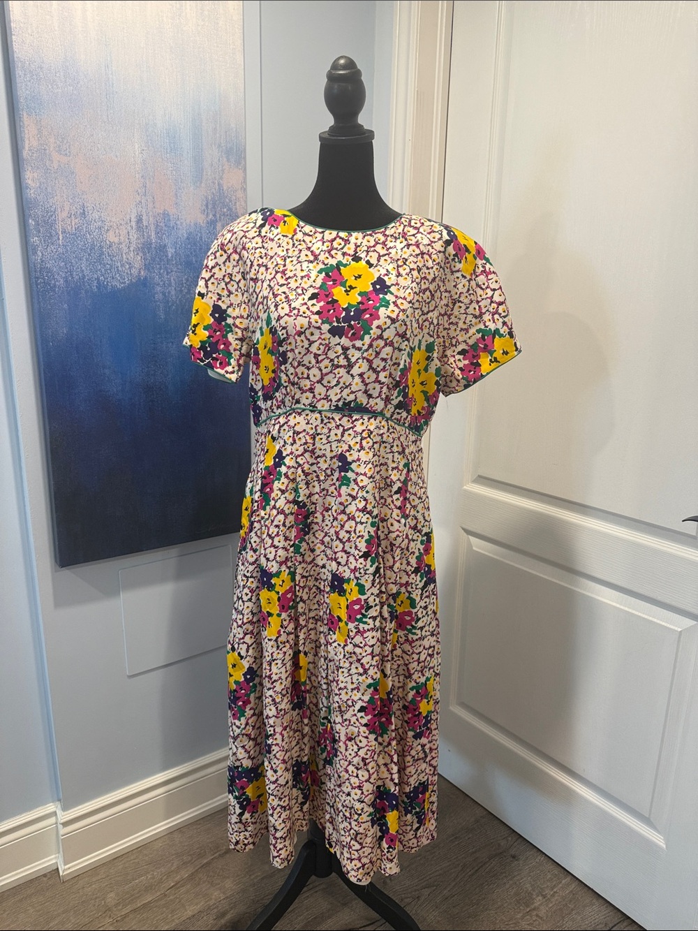 Vintage Floral Fit-and-Flare Midi Dress with Matching Bolero